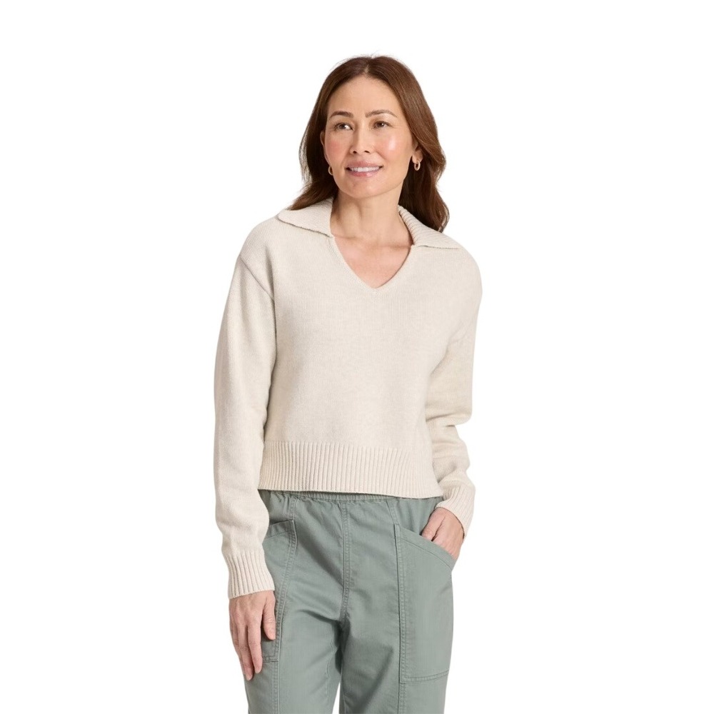 Universal Thread‎ Women's Oatmeal Long Sleeve Collared Knit Sweater Size M